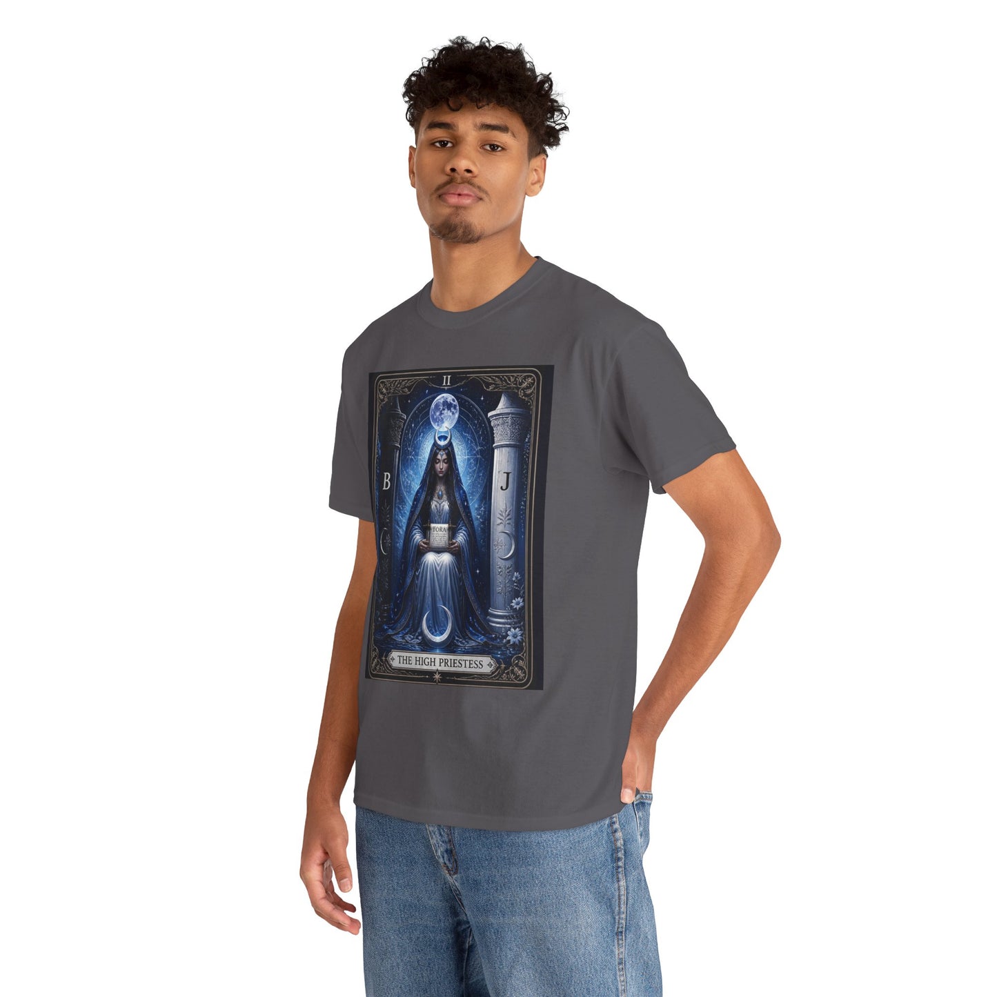 The High Priestess Tarot T-Shirt — Mystical Moon Spiritual Tee