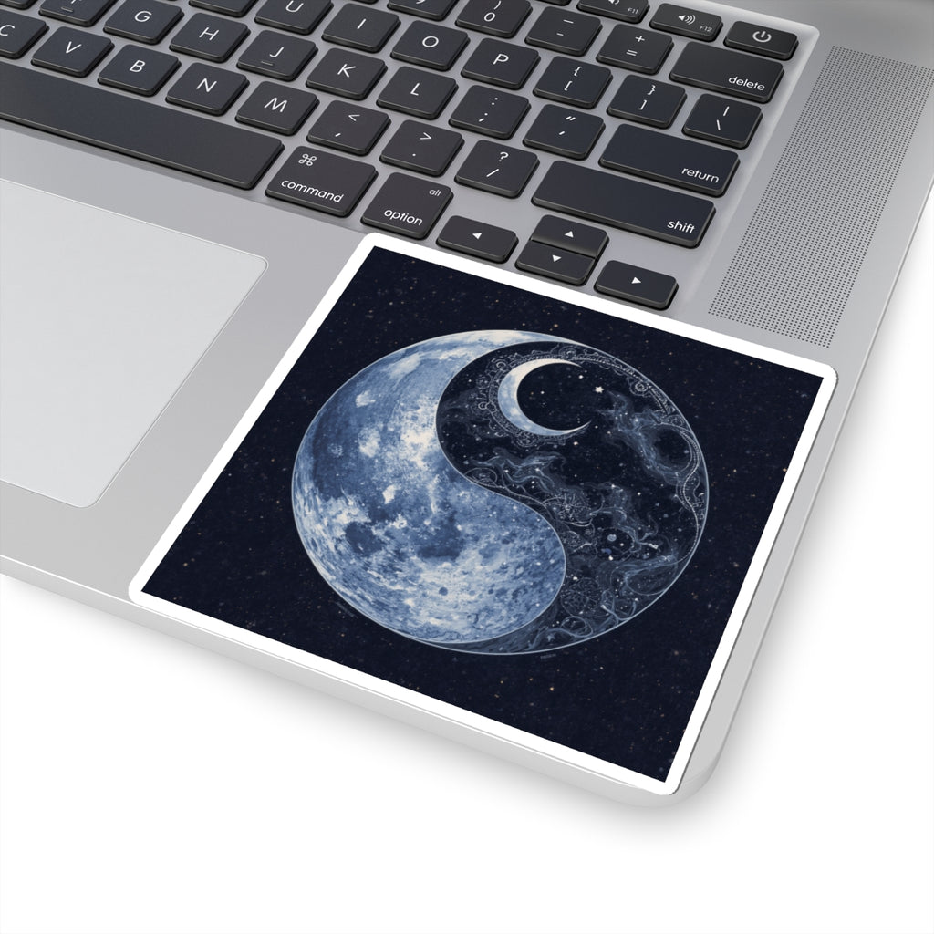 Moon Yin Yang Sticker — Celestial Lunar Art Kiss-Cut Decal