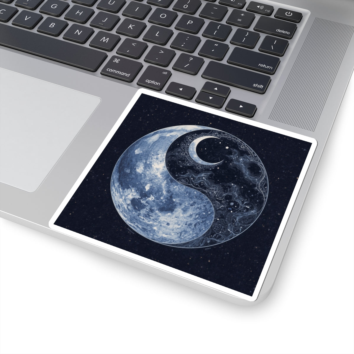 Moon Yin Yang Sticker — Celestial Lunar Art Kiss-Cut Decal