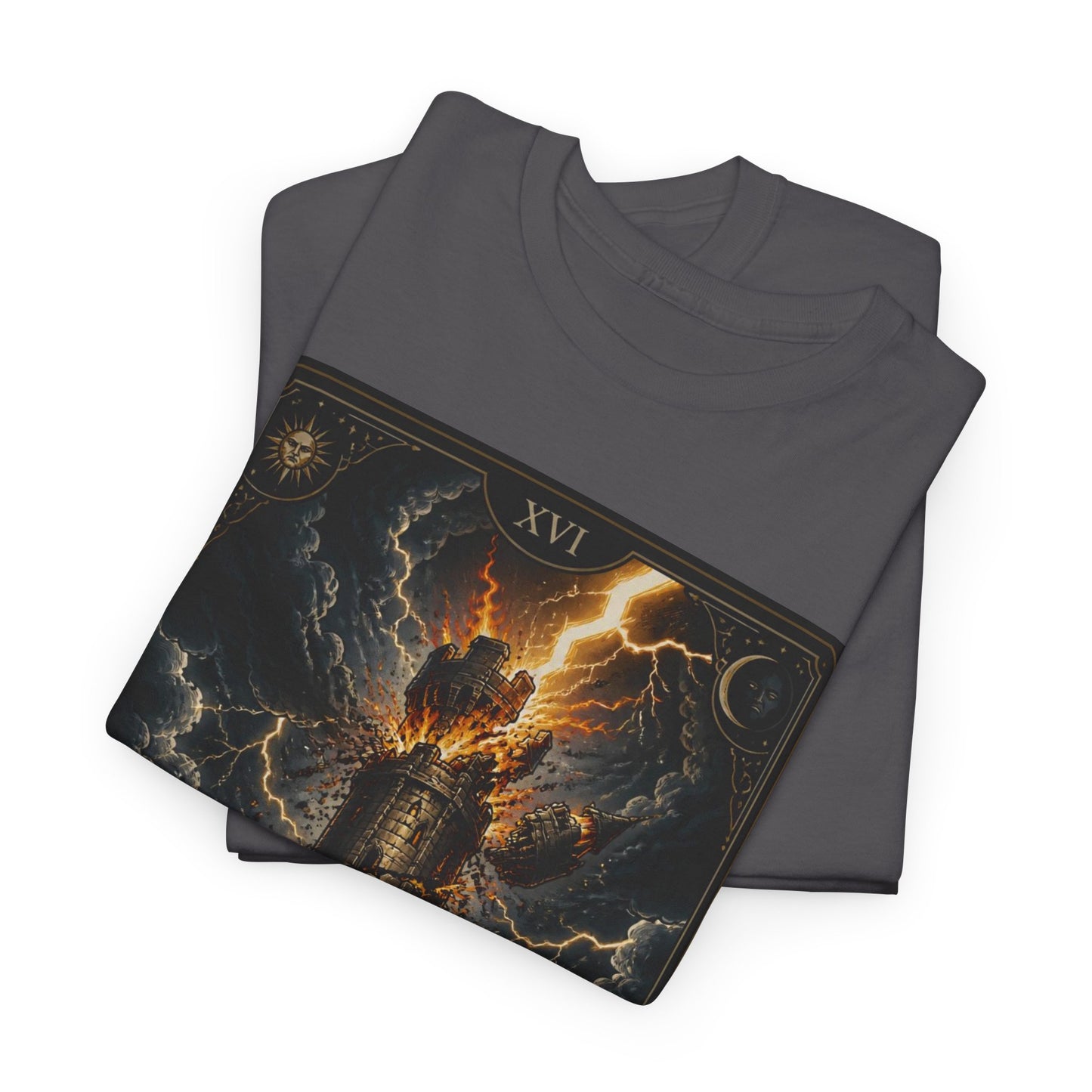 Tarot The Tower T-Shirt — Gothic Lightning Tarot Card Tee