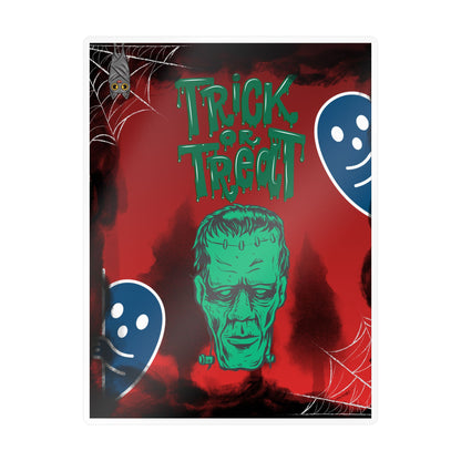 Halloween Trick or Treat Vinyl Decal – Frankenstein & Ghosts Kiss-Cut Sticker