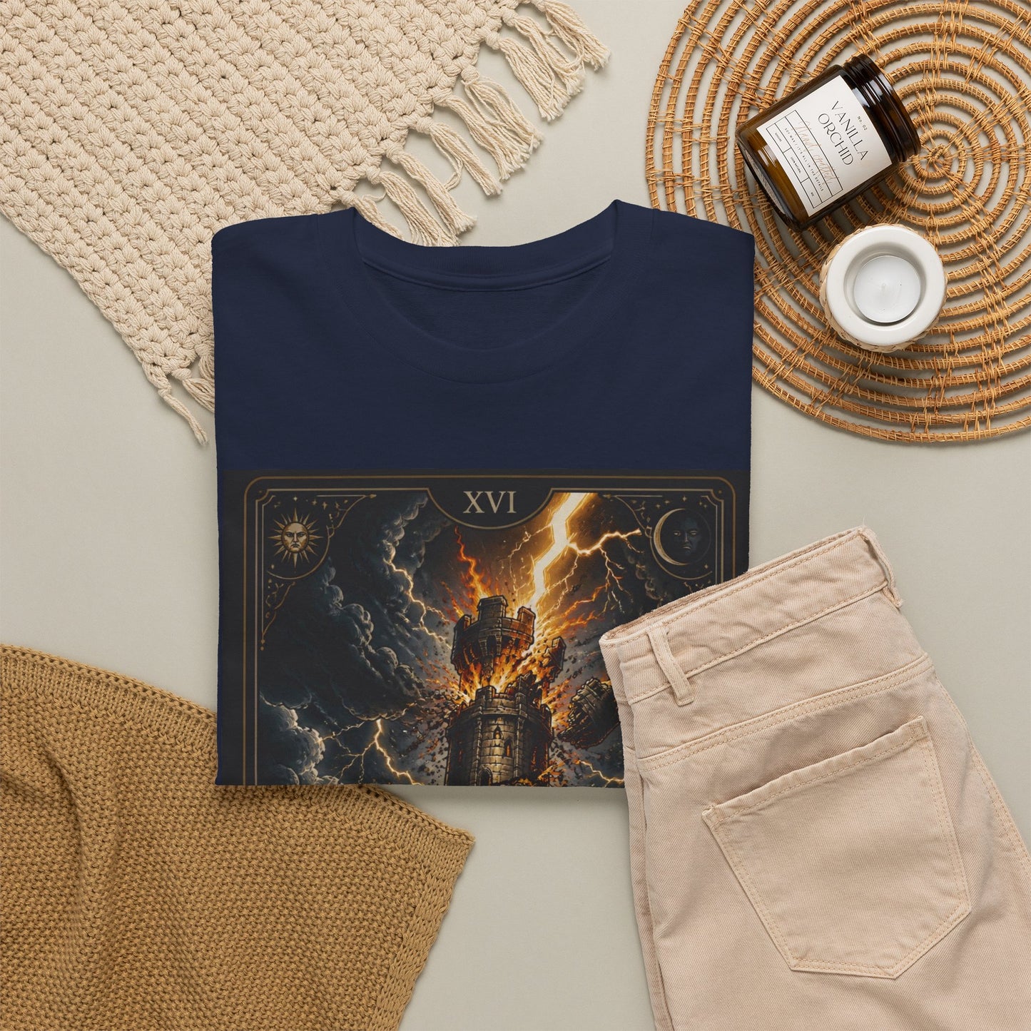Tarot The Tower T-Shirt — Gothic Lightning Tarot Card Tee