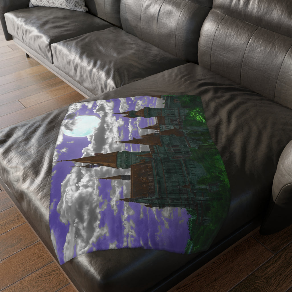 Moonlit Castle Velveteen Blanket — Gothic Fantasy Microfiber Throw