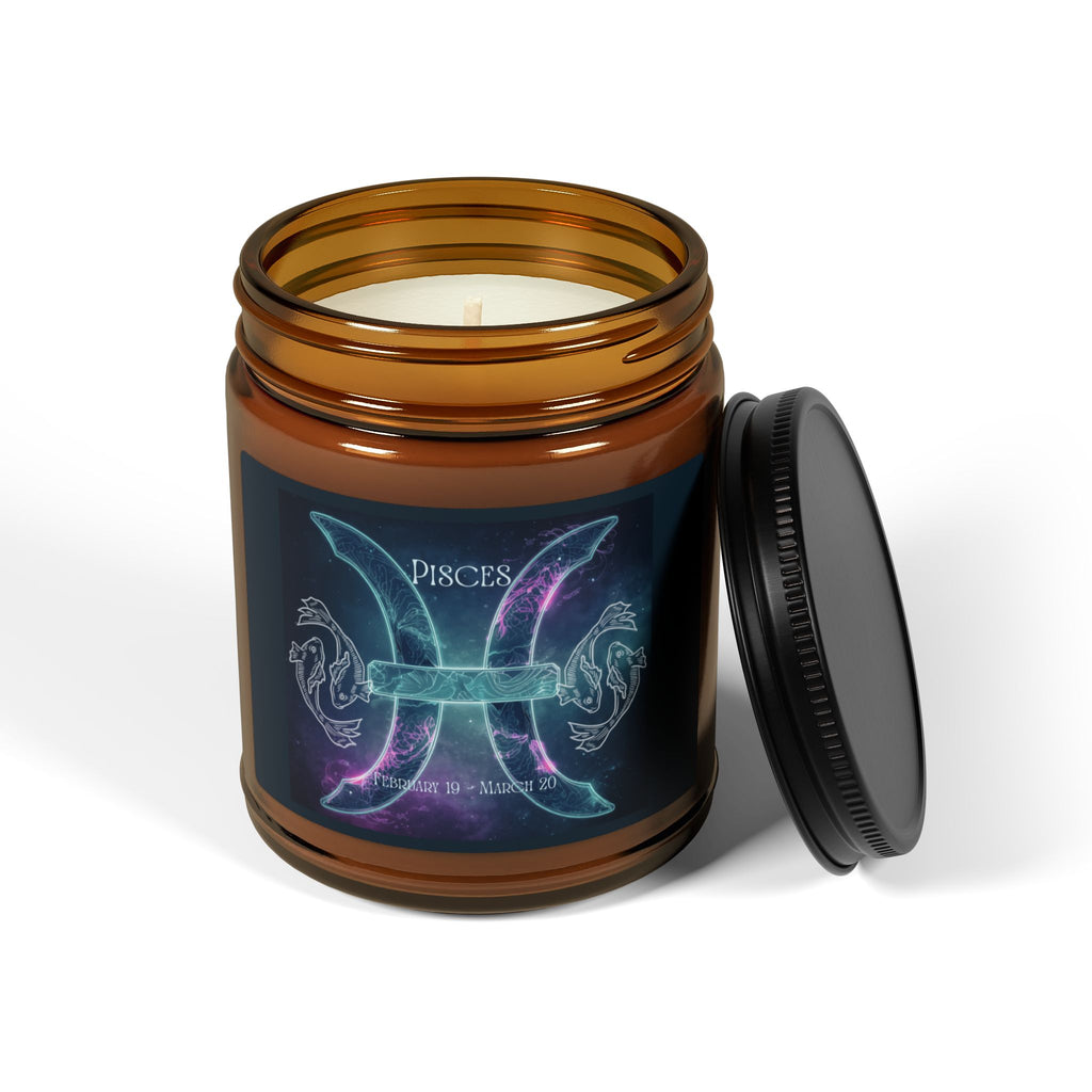 Pisces Zodiac Soy Candle — Amber Jar Scented Candle