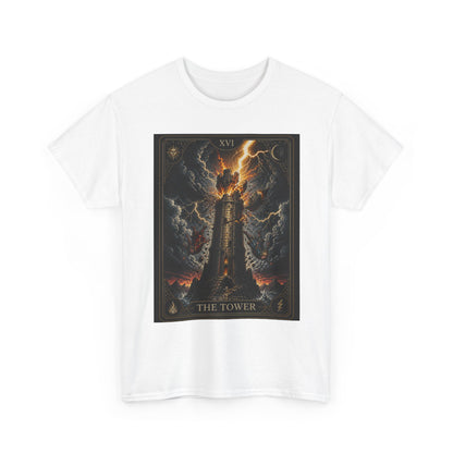 Tarot The Tower T-Shirt — Gothic Lightning Tarot Card Tee