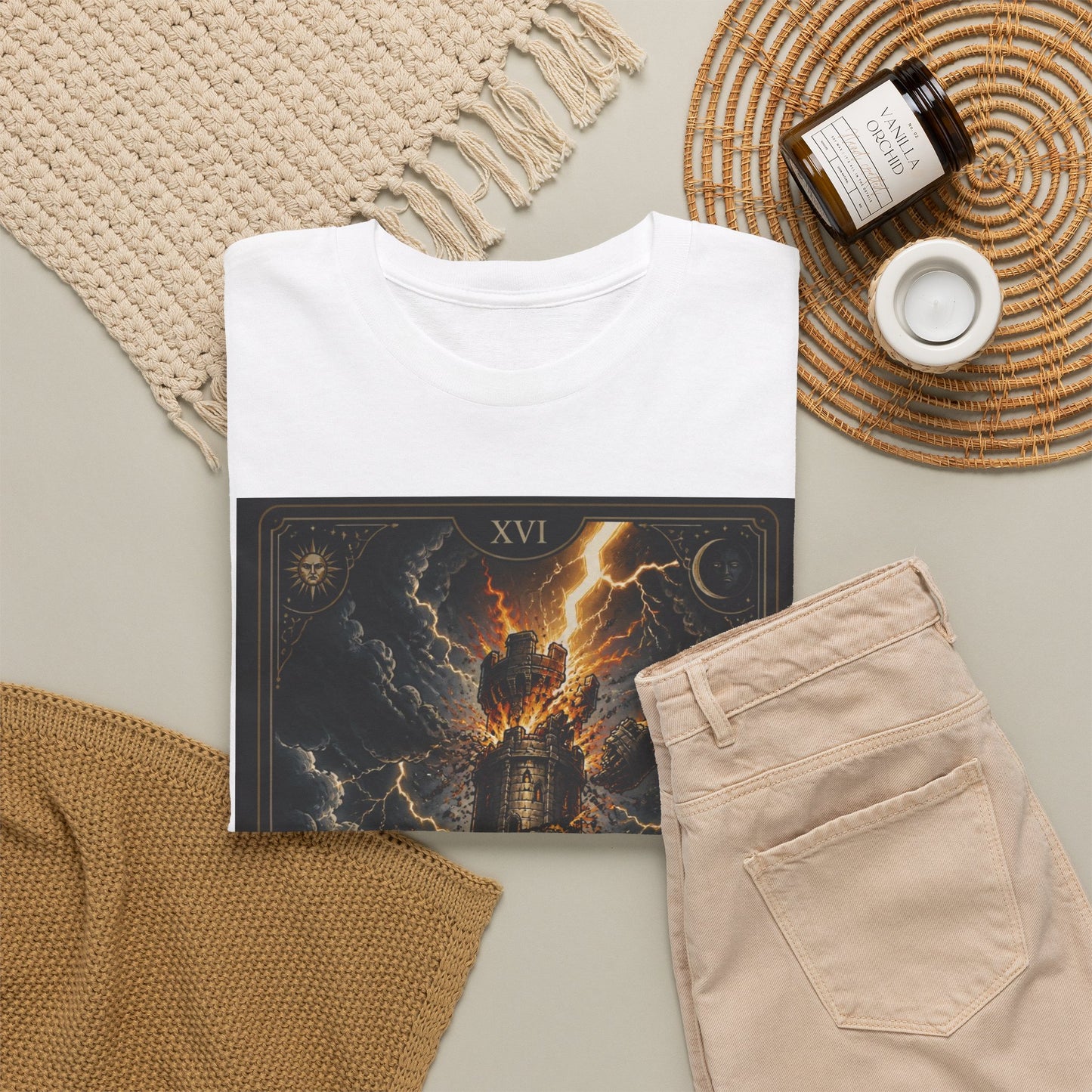 Tarot The Tower T-Shirt — Gothic Lightning Tarot Card Tee