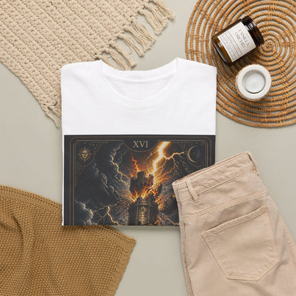 Tarot The Tower T-Shirt — Gothic Lightning Tarot Card Tee