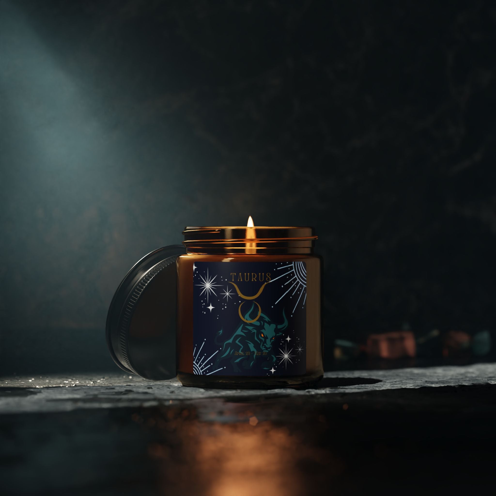 Taurus Scented Soy Candle — Amber Jar Zodiac Candle