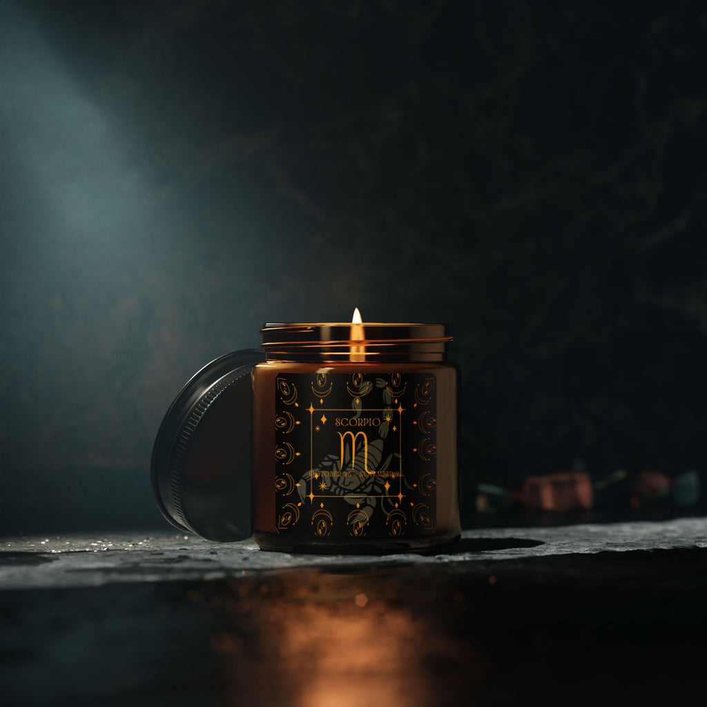 Scorpio Zodiac Soy Candle — Amber Jar Scented Candle