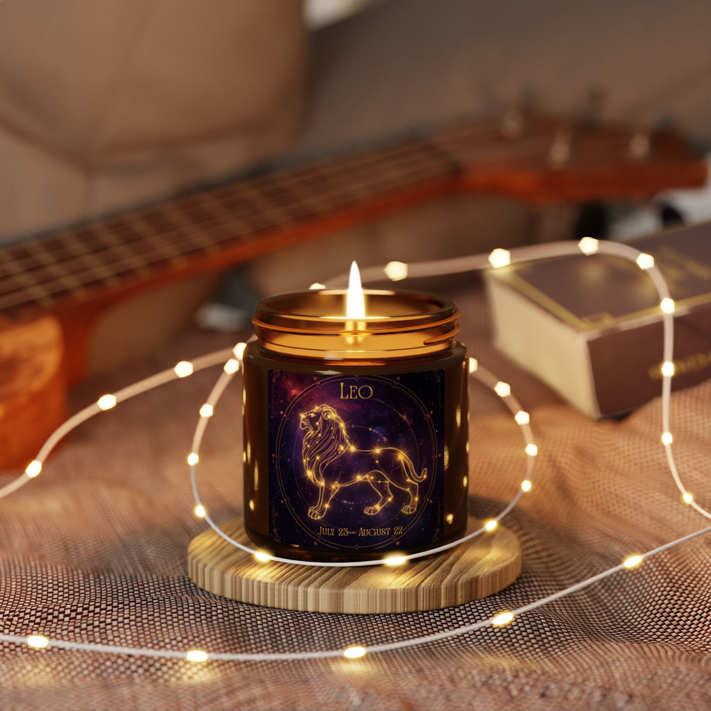 Leo Zodiac Soy Candle — Amber Jar Scented Candle (Leo Constellation)