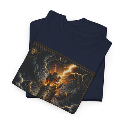 Tarot The Tower T-Shirt — Gothic Lightning Tarot Card Tee