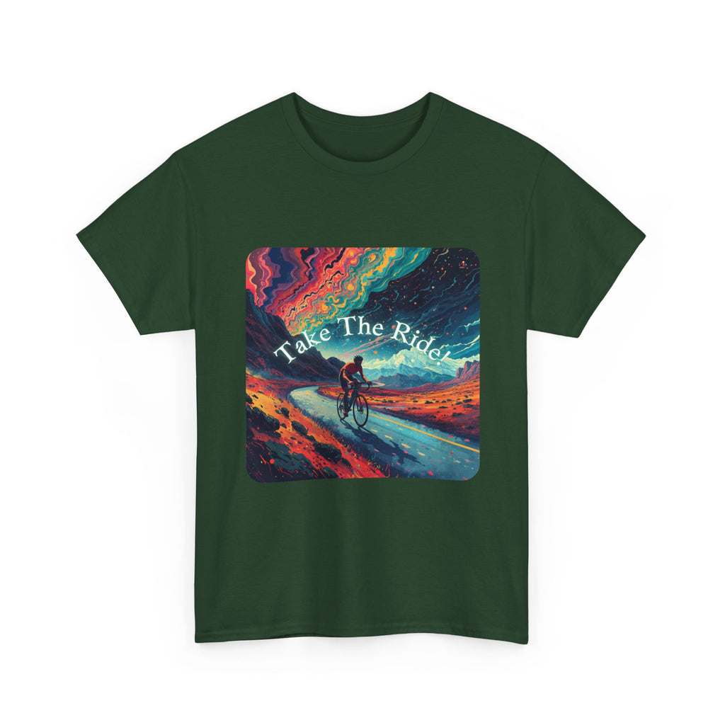 Take The Ride bicycle sunset design Tee | cycling shirt, adventure graphic