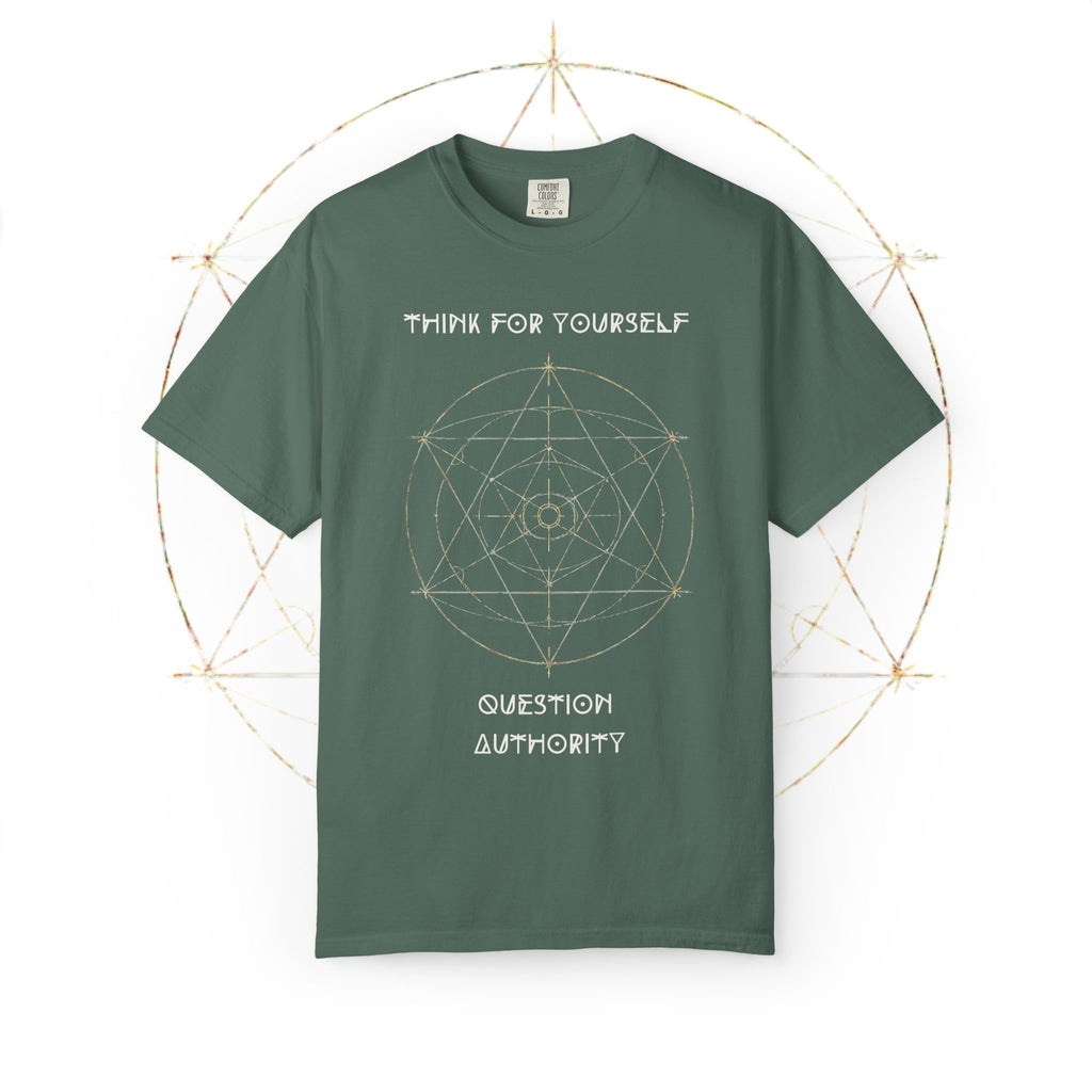 Think For Yourself geometric sacred geometry design T-Shirt | Question Authority