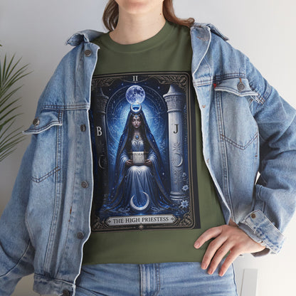 The High Priestess Tarot T-Shirt — Mystical Moon Spiritual Tee