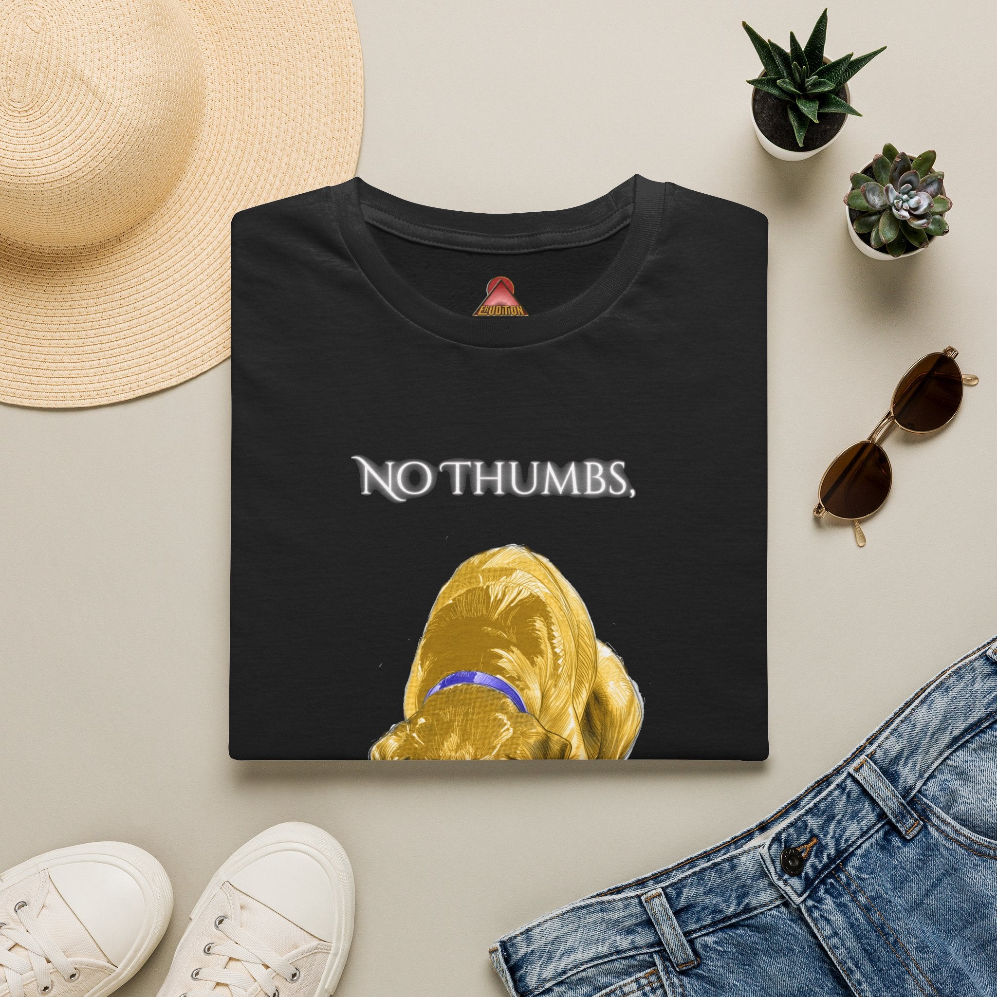No Thumbs Eats Crumbs dog illustration T-Shirt | funny Labrador design