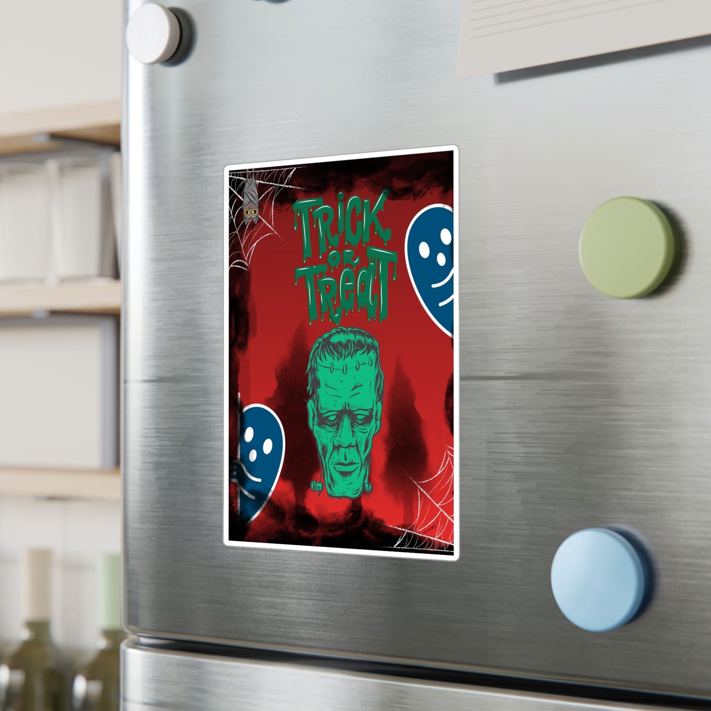 Halloween Trick or Treat Vinyl Decal – Frankenstein & Ghosts Kiss-Cut Sticker