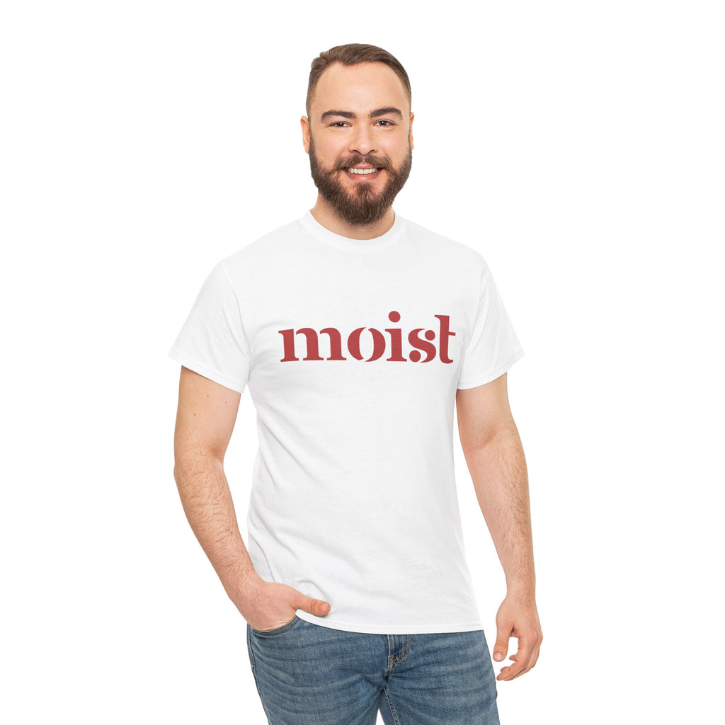 Moist Graphic Tee — Bold Retro Text Shirt