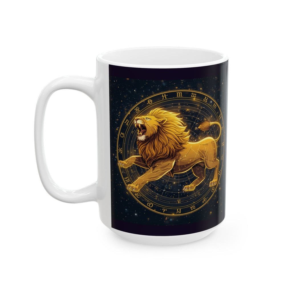 Leo Zodiac Ceramic Mug — Gold Constellation Astrology Coffee Cup (11oz & 15oz)