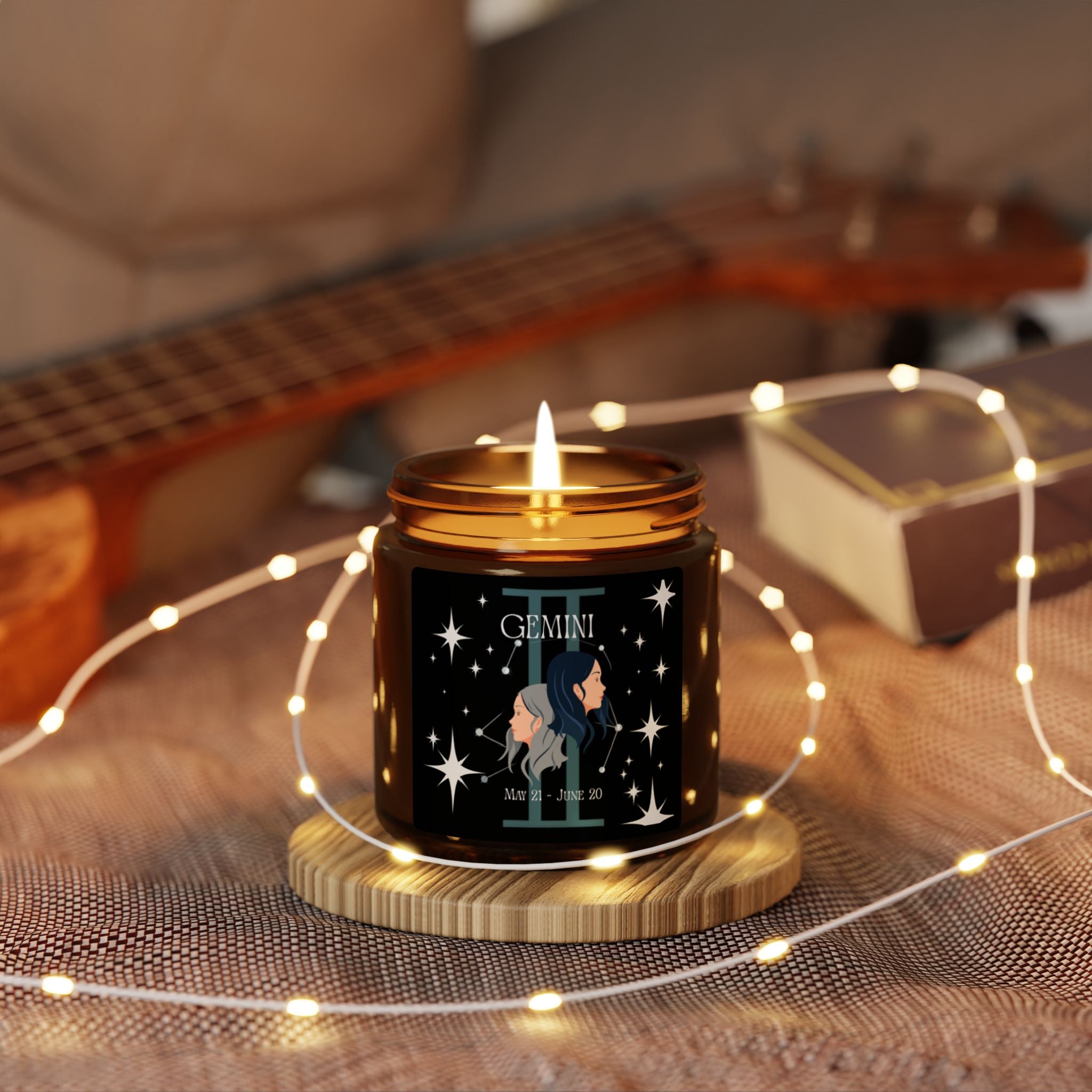 Gemini Zodiac Soy Candle — Amber Jar Scented Candle (Multi-Size)