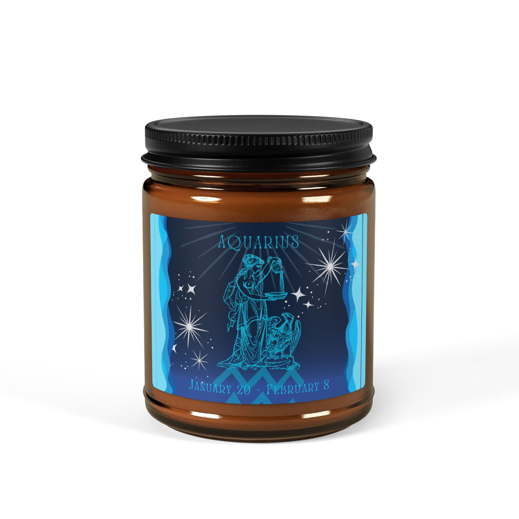 Aquarius Soy Candle — Amber Jar Zodiac Scented Candle