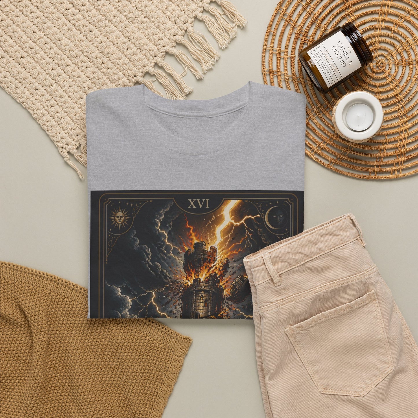 Tarot The Tower T-Shirt — Gothic Lightning Tarot Card Tee