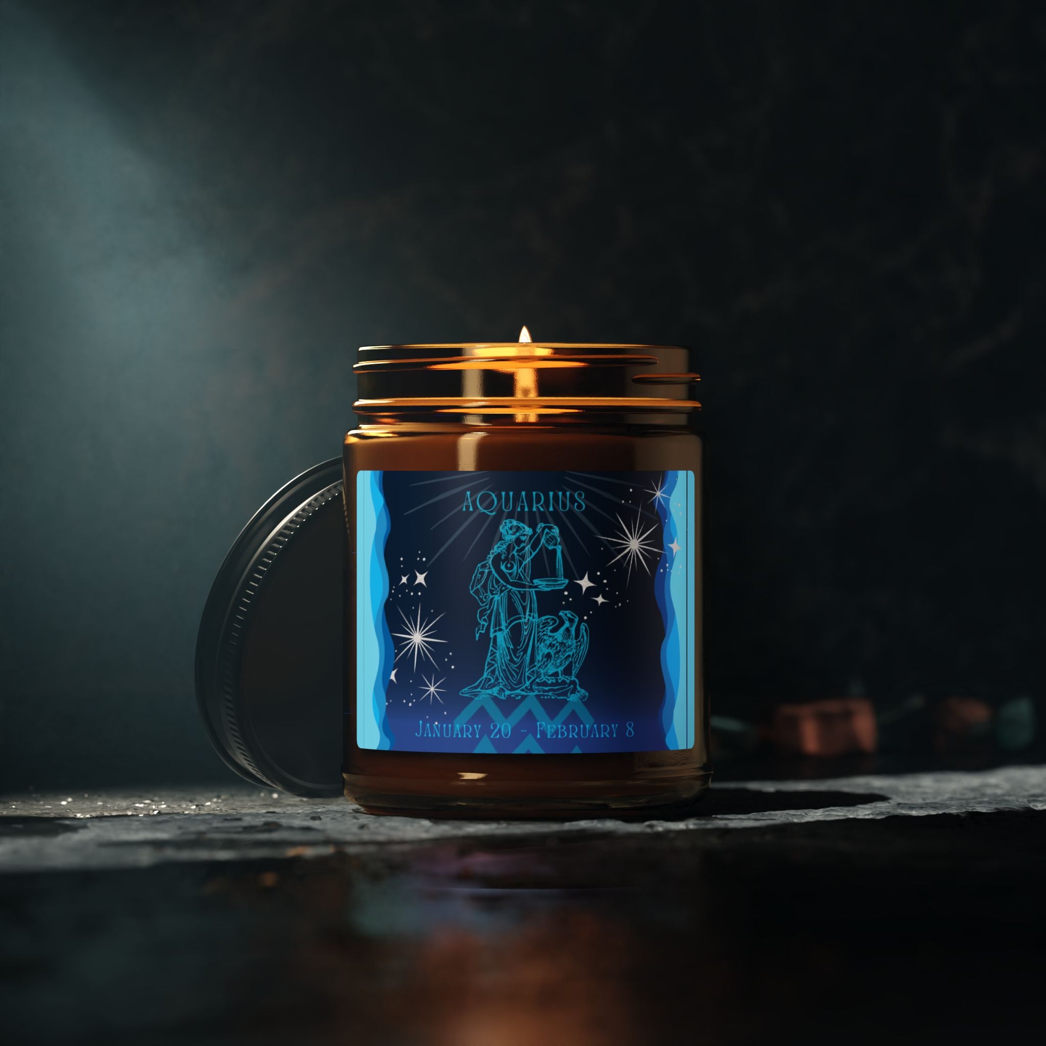 Aquarius Soy Candle — Amber Jar Zodiac Scented Candle