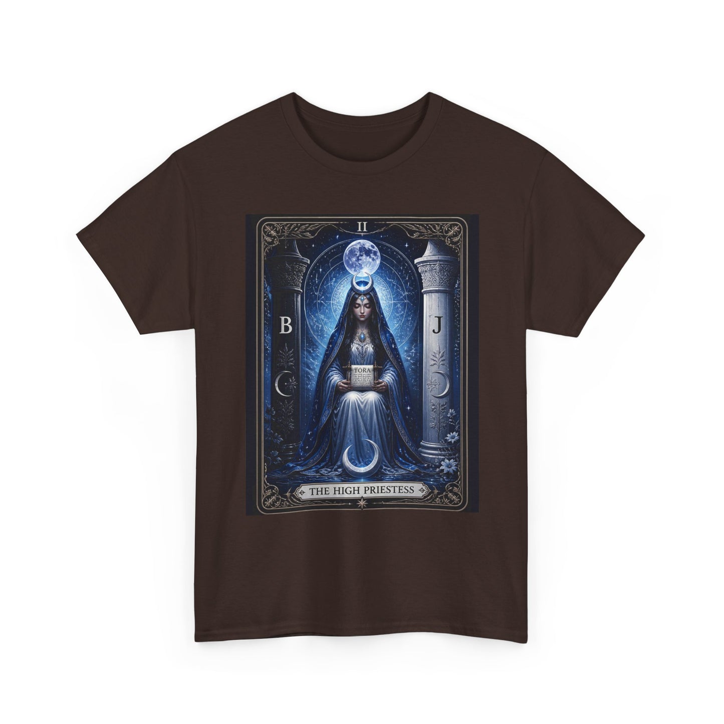 The High Priestess Tarot T-Shirt — Mystical Moon Spiritual Tee