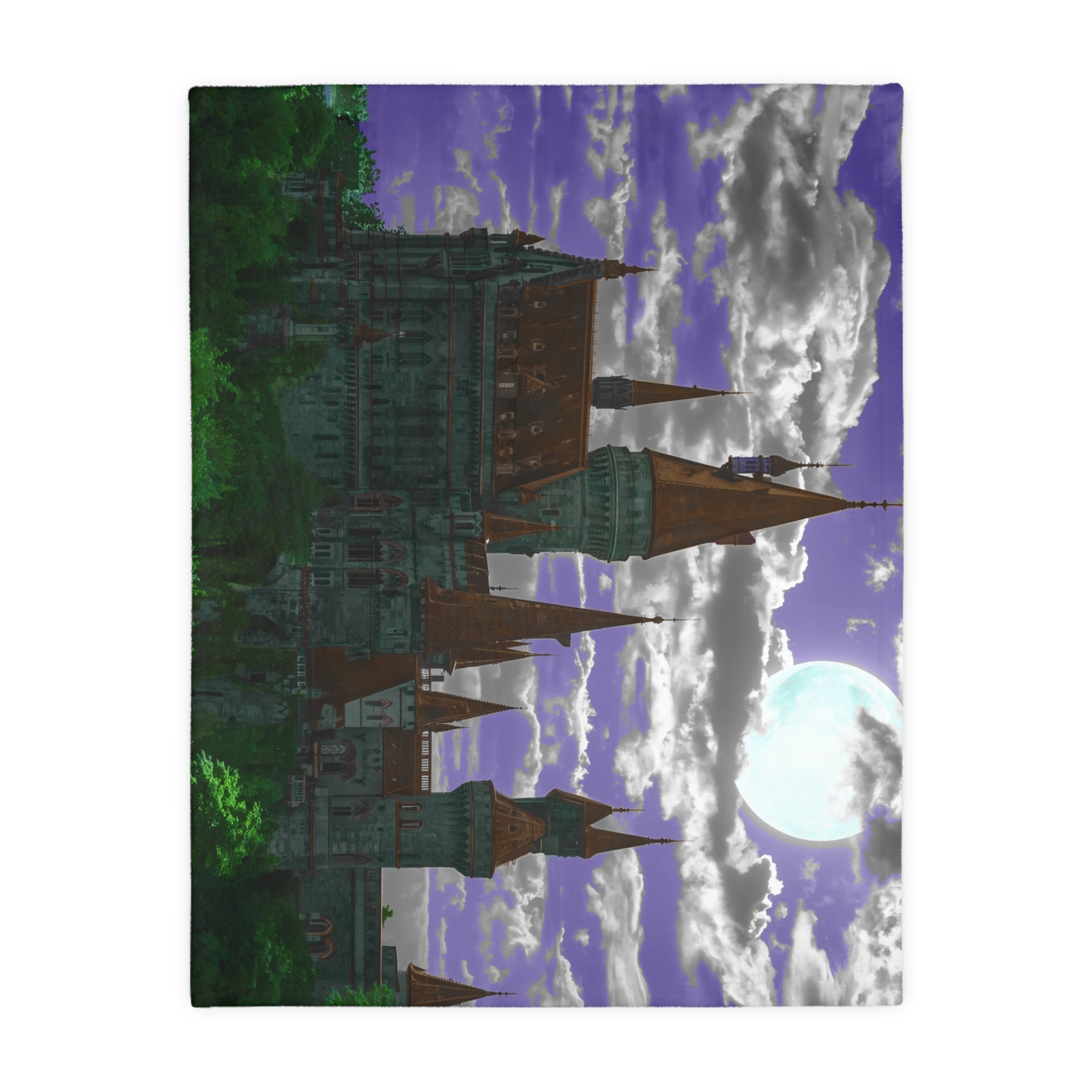 Moonlit Castle Velveteen Blanket — Gothic Fantasy Microfiber Throw