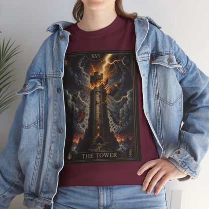 Tarot The Tower T-Shirt — Gothic Lightning Tarot Card Tee