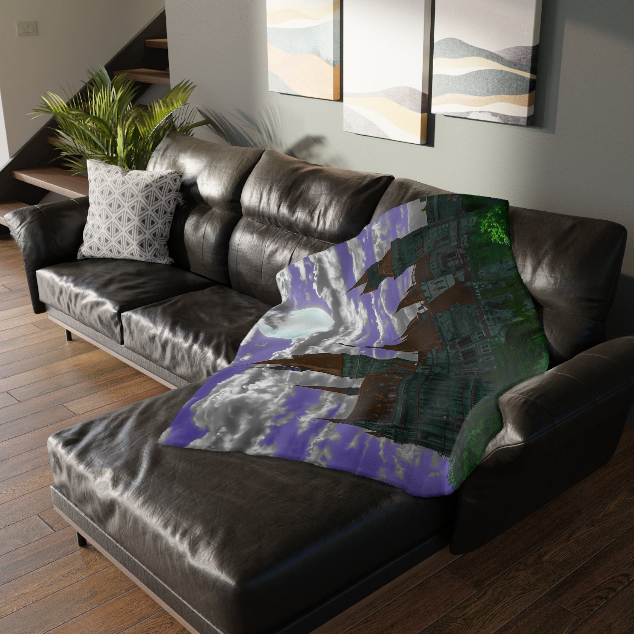 Moonlit Castle Velveteen Blanket — Gothic Fantasy Microfiber Throw