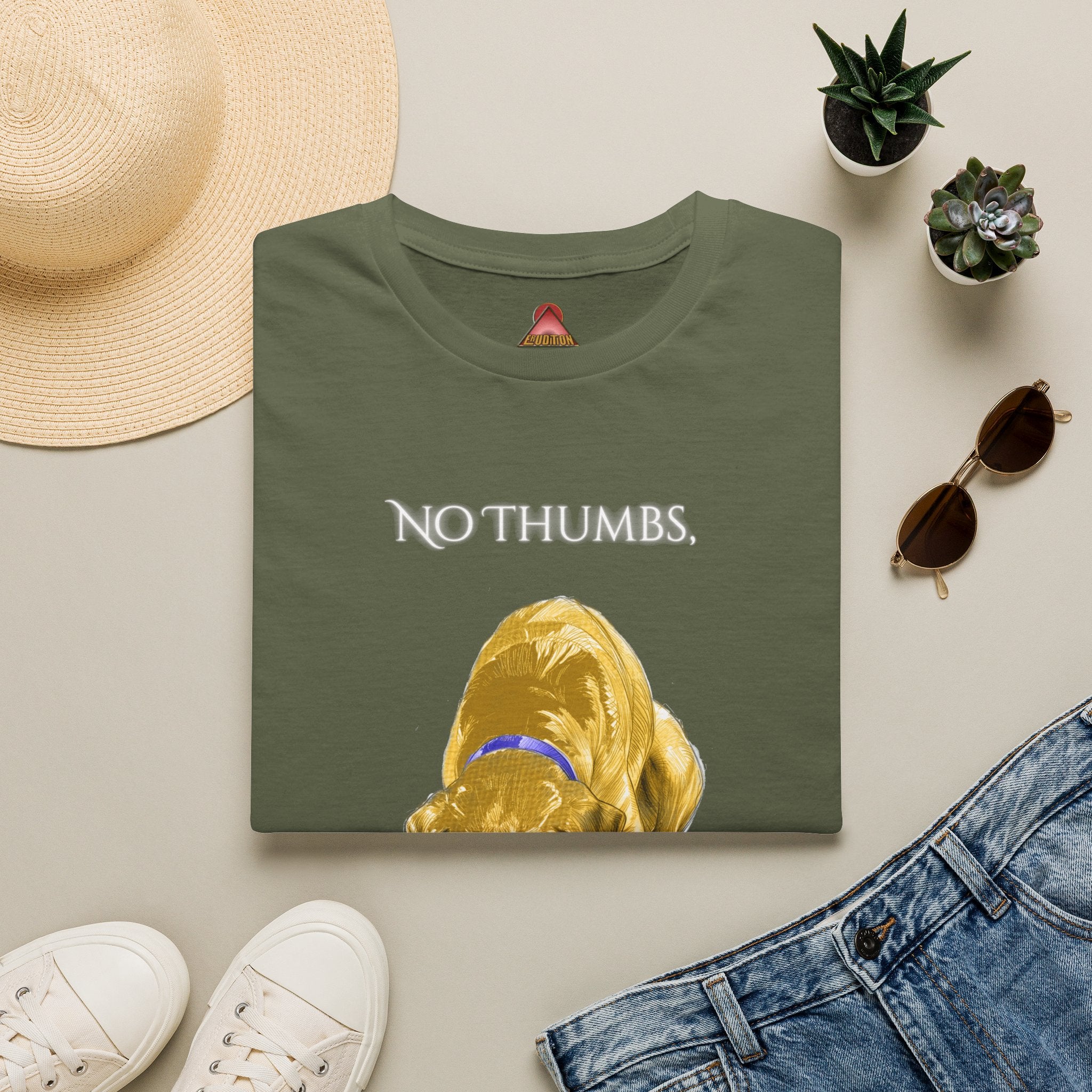 No Thumbs Eats Crumbs dog illustration T-Shirt | funny Labrador design