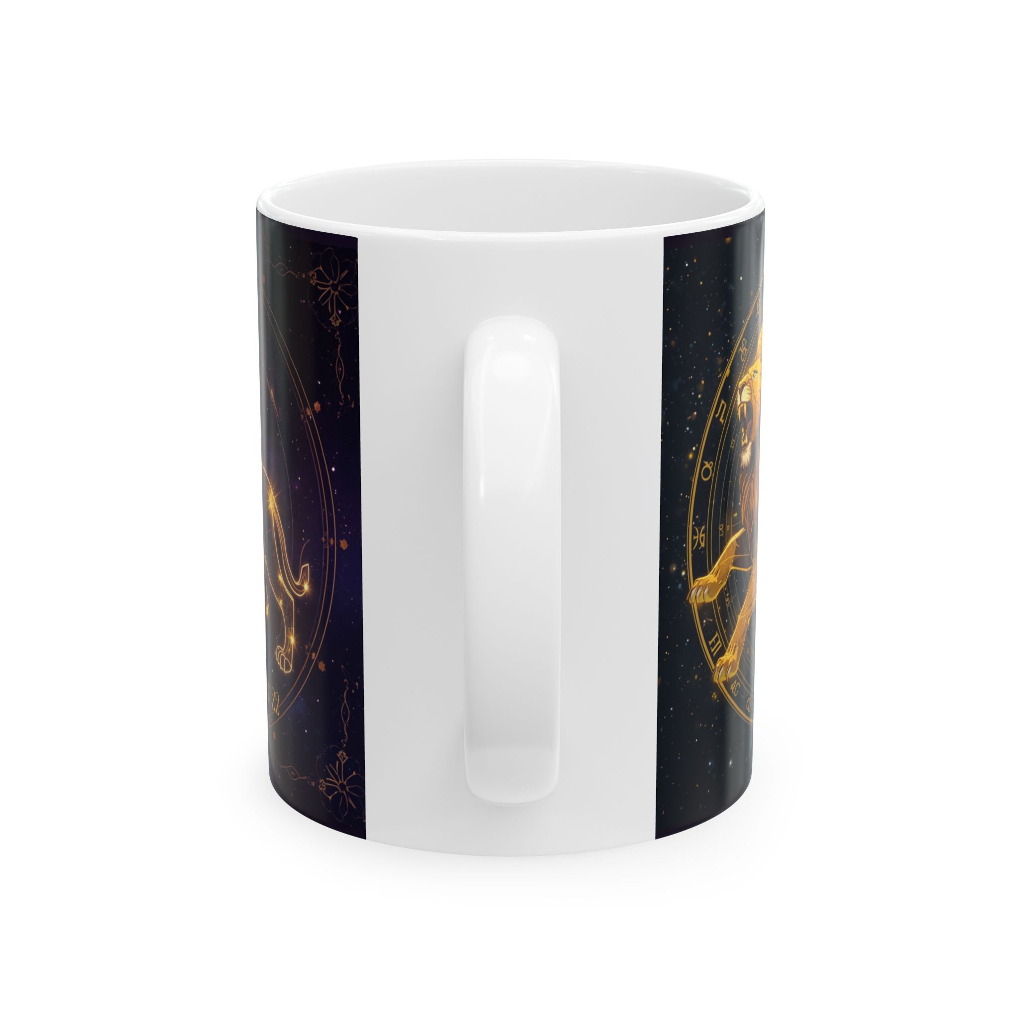 Leo Zodiac Ceramic Mug — Gold Constellation Astrology Coffee Cup (11oz & 15oz)