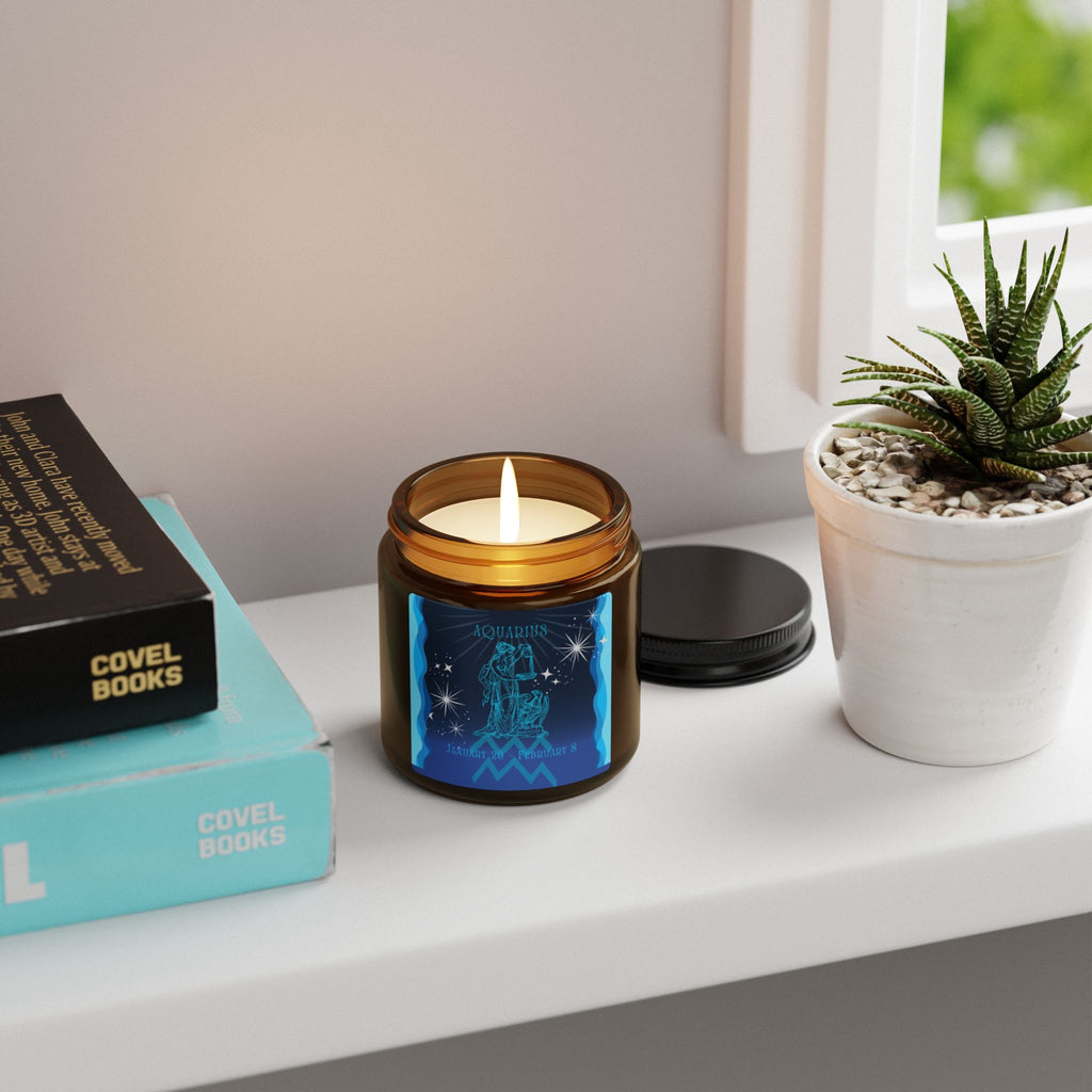 Aquarius Soy Candle — Amber Jar Zodiac Scented Candle