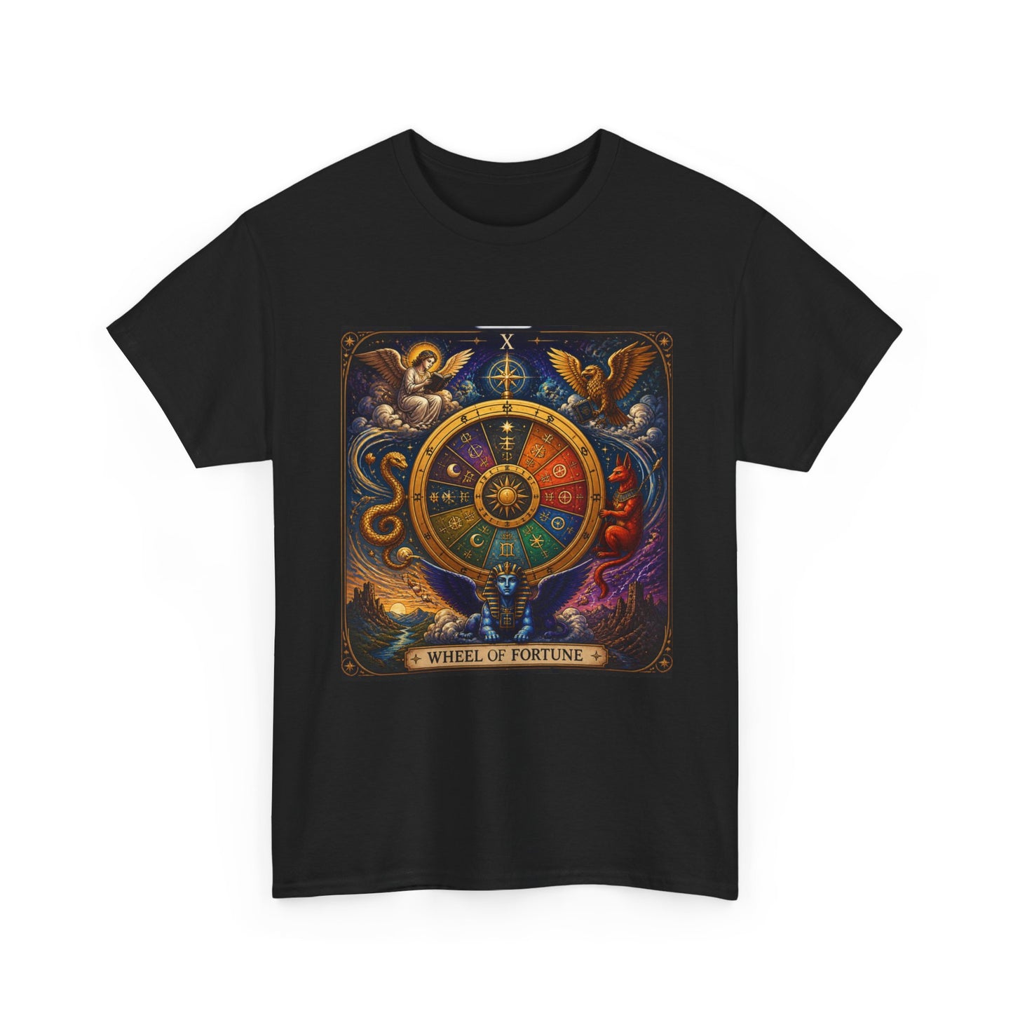 Wheel of Fortune Tarot T-Shirt — Mystical Astrology Card Tee