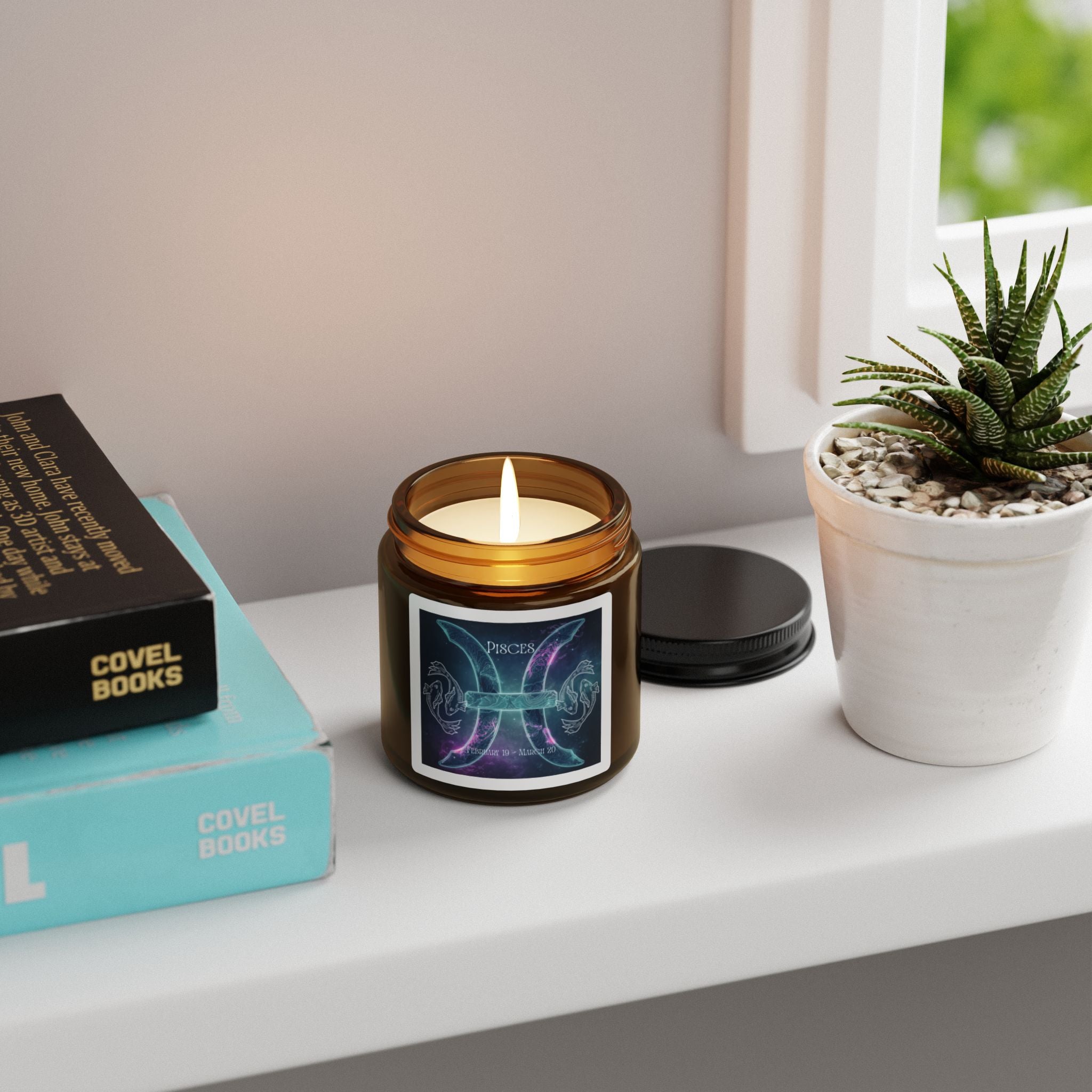 Pisces Zodiac Soy Candle — Amber Jar Scented Candle