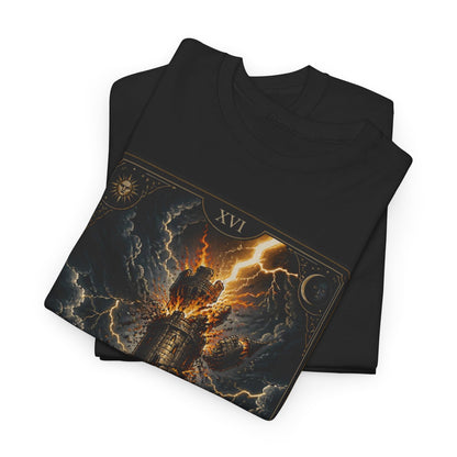 Tarot The Tower T-Shirt — Gothic Lightning Tarot Card Tee