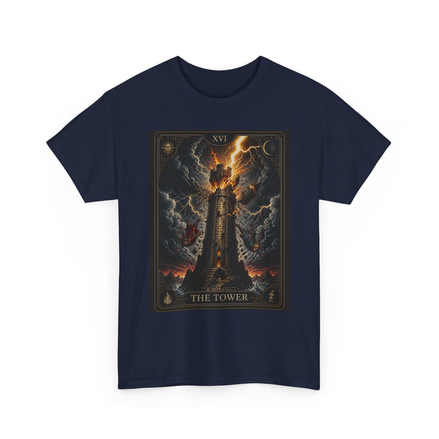 Tarot The Tower T-Shirt — Gothic Lightning Tarot Card Tee