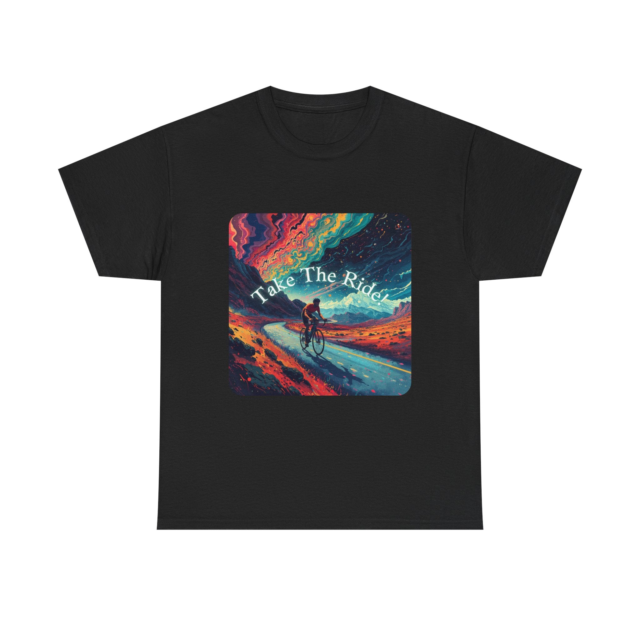 Take The Ride bicycle sunset design Tee | cycling shirt, adventure graphic
