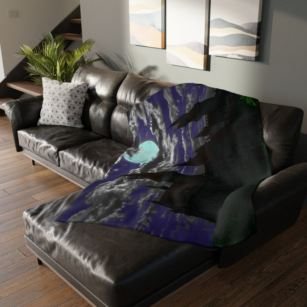 Haunted Castle Moonlight Blanket | Velveteen Microfiber Blanket