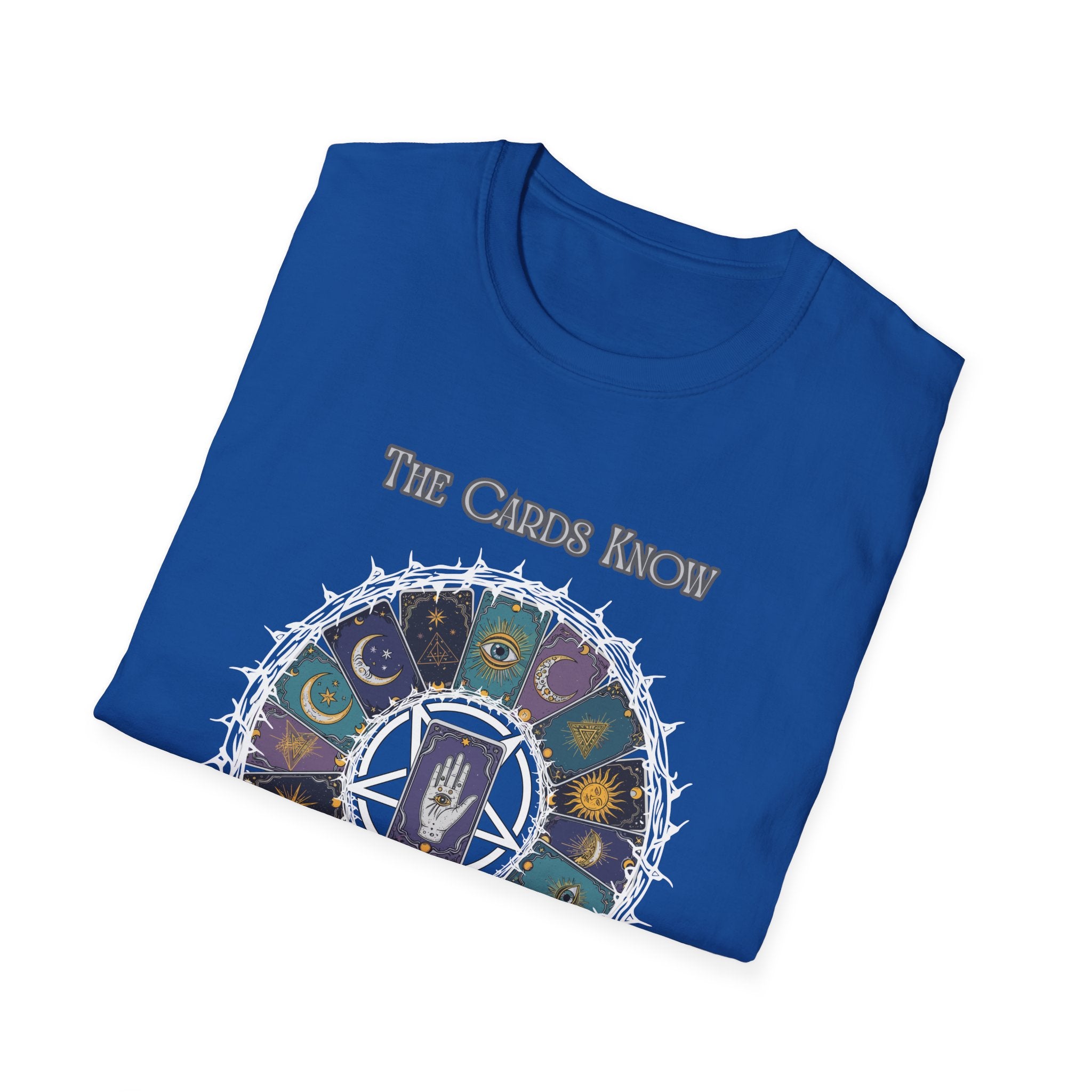 Tarot T-Shirt — "The Cards Know" Mystic Tarot Deck Circle Tee