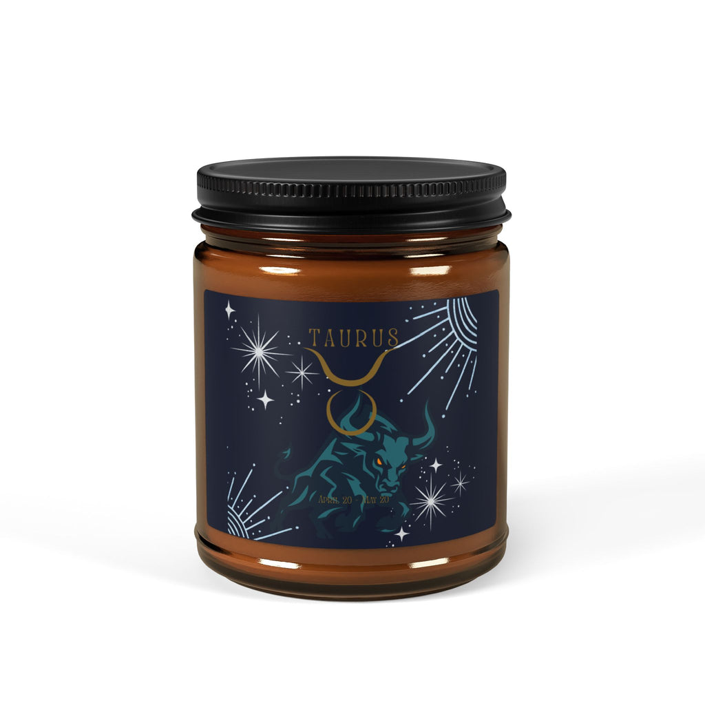 Taurus Scented Soy Candle — Amber Jar Zodiac Candle