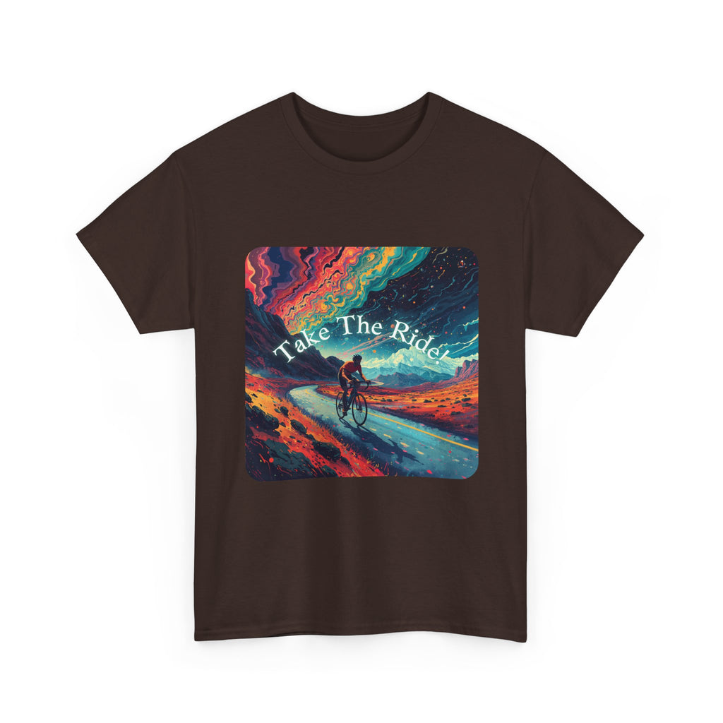 Take The Ride bicycle sunset design Tee | cycling shirt, adventure graphic