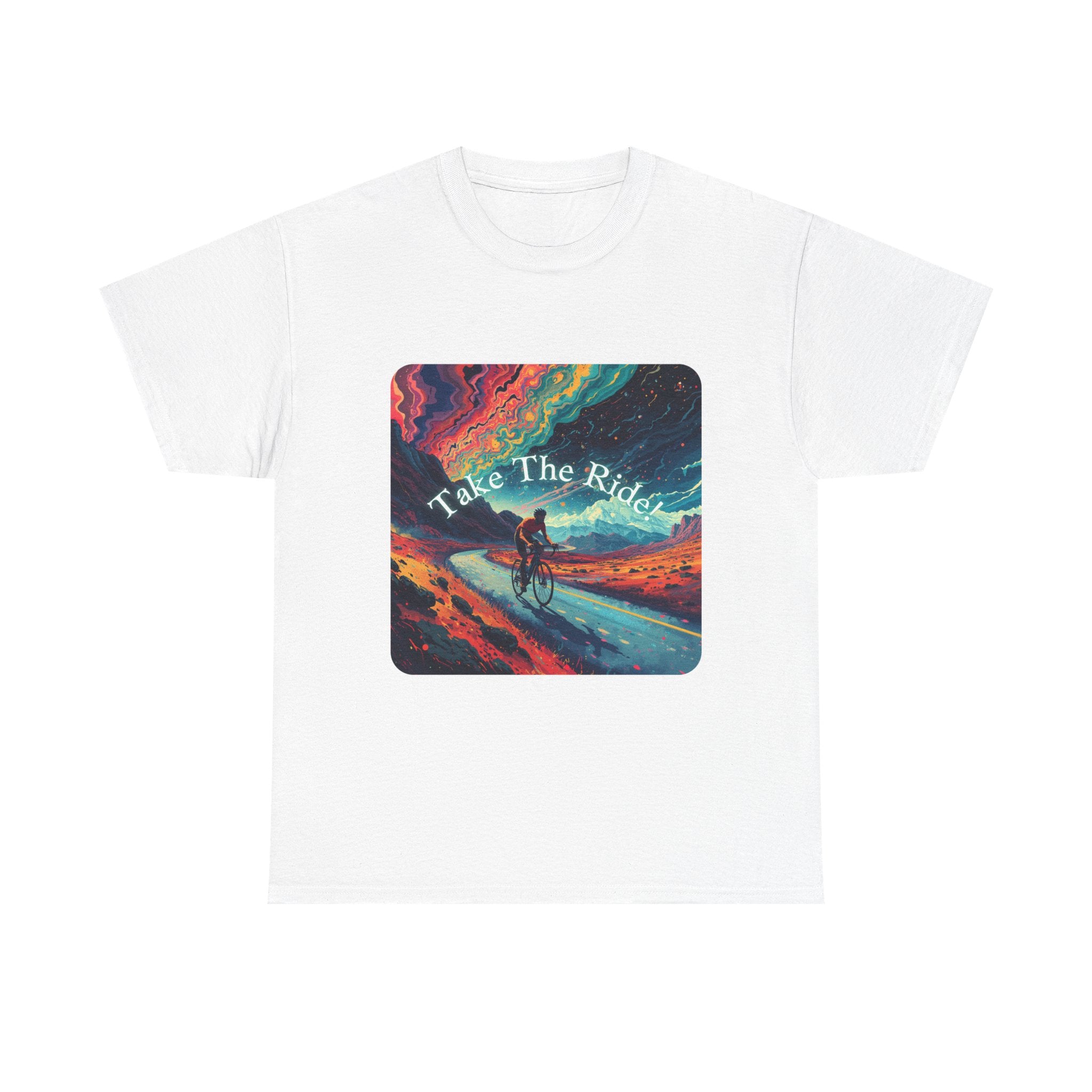 Take The Ride bicycle sunset design Tee | cycling shirt, adventure graphic