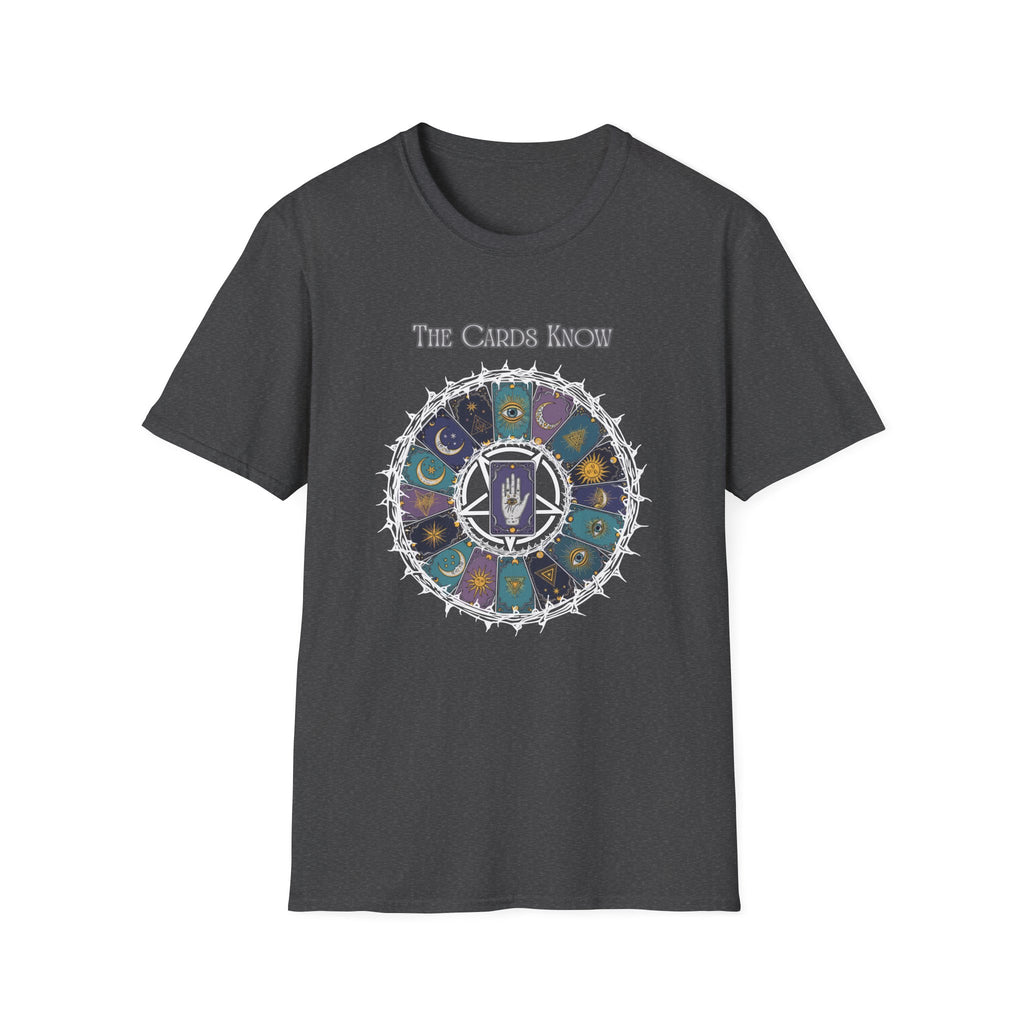 Tarot T-Shirt — "The Cards Know" Mystic Tarot Deck Circle Tee