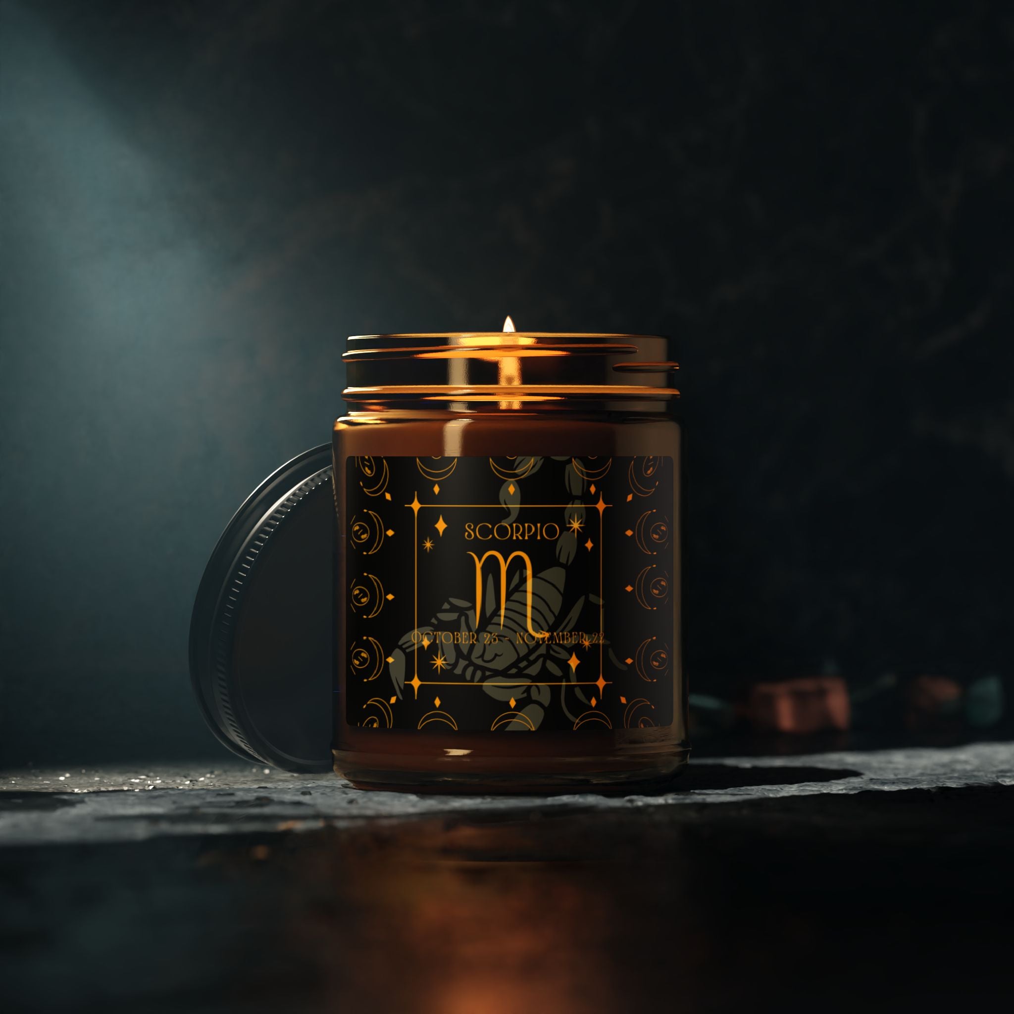 Scorpio Zodiac Soy Candle — Amber Jar Scented Candle