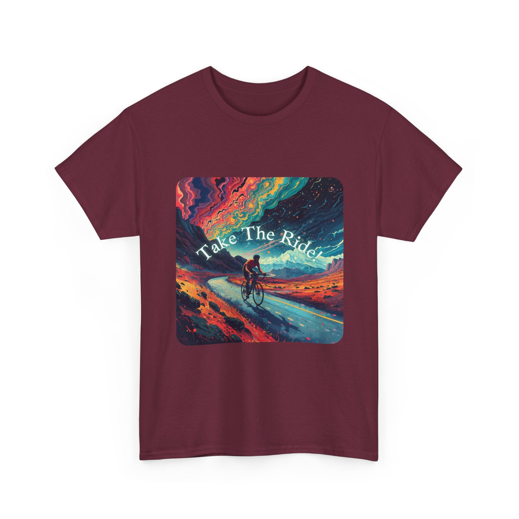 Take The Ride bicycle sunset design Tee | cycling shirt, adventure graphic