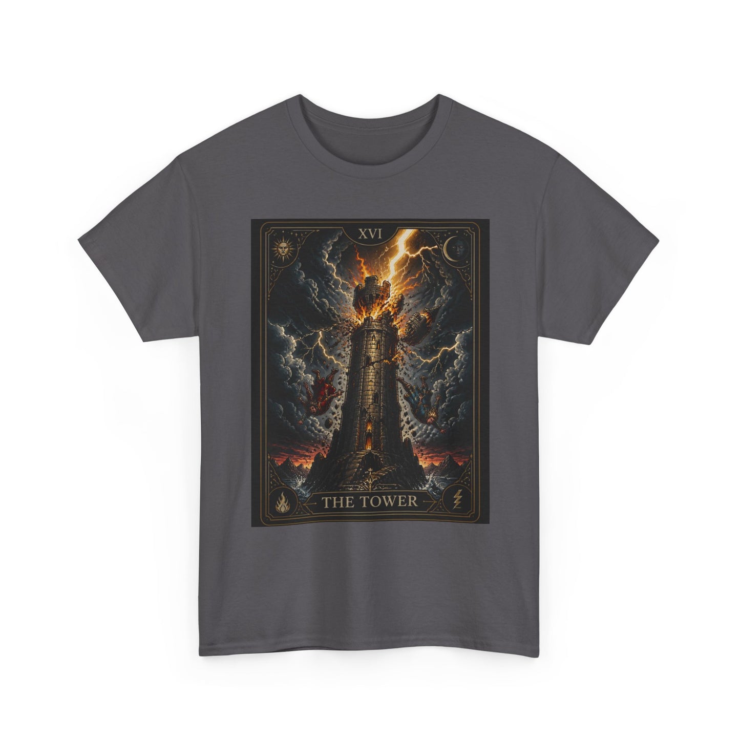 Tarot The Tower T-Shirt — Gothic Lightning Tarot Card Tee
