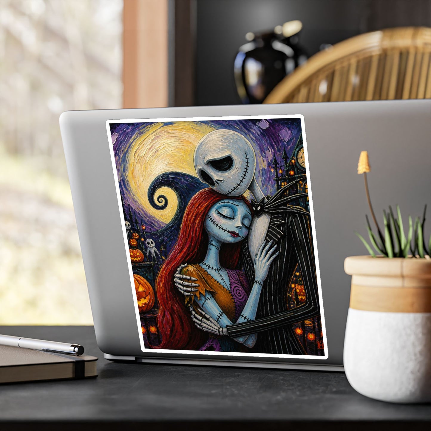 Kiss-Cut Vinyl Decal — Gothic Romantic Jack & Sally Nightmare Design