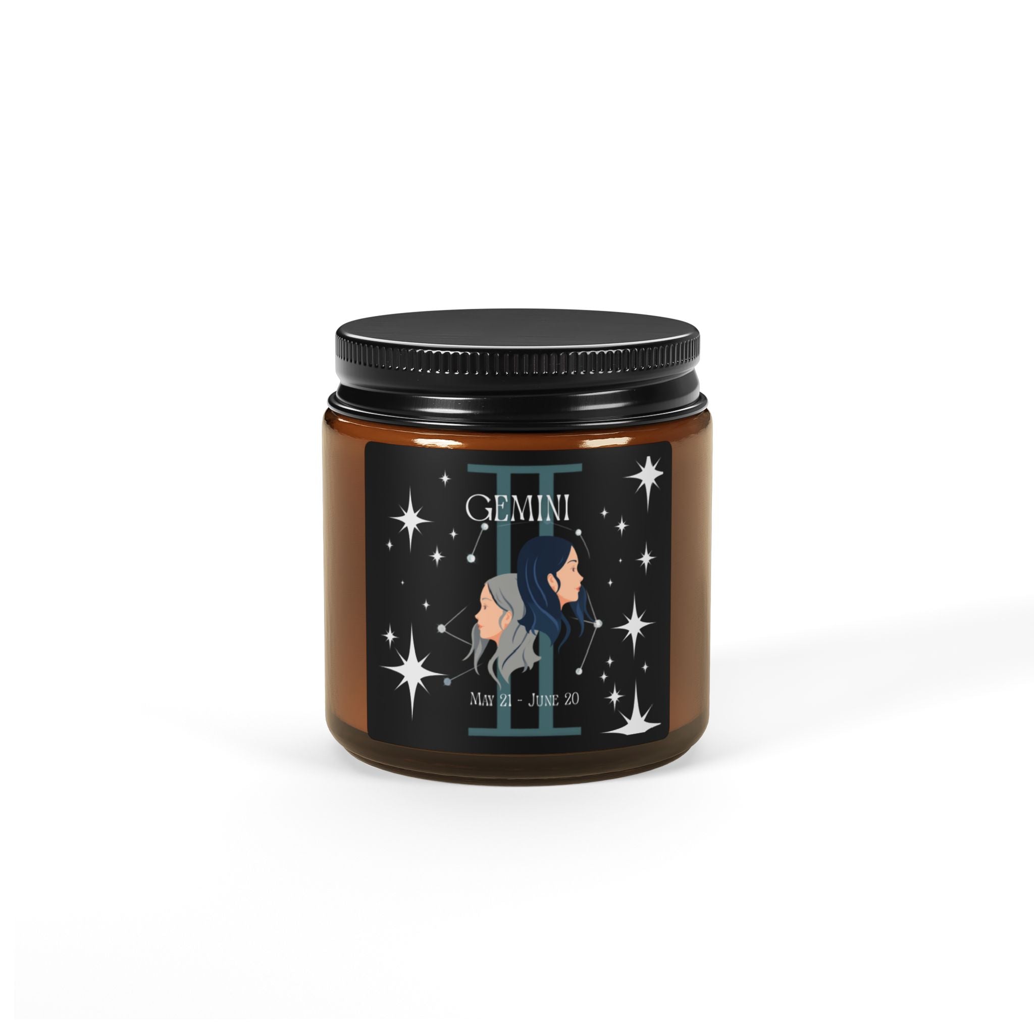 Gemini Zodiac Soy Candle — Amber Jar Scented Candle (Multi-Size)