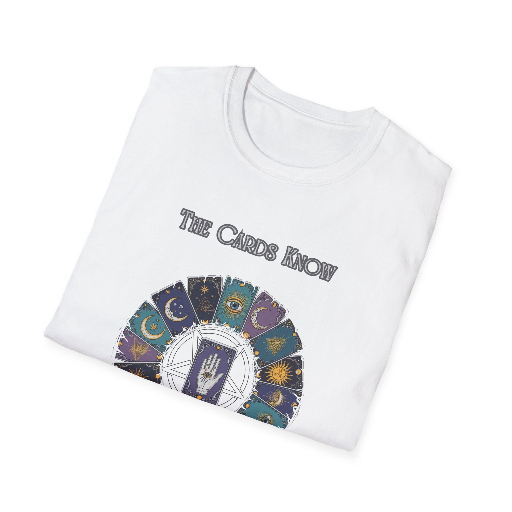 Tarot T-Shirt — "The Cards Know" Mystic Tarot Deck Circle Tee